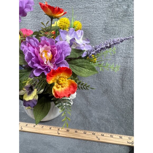 Artificial Floral Arrangement In White Painted Vase - Picture 5 of 5